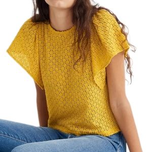 Madewell- Eyelet Flutter Sleeve